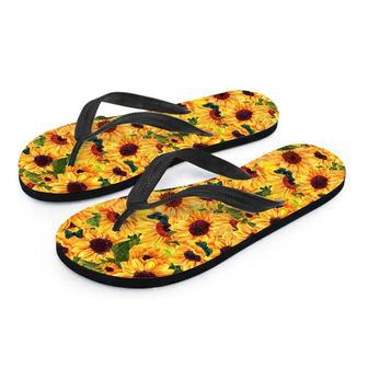 Sunflower Butterfly Men's Flip Flops | Newhawaiianshirts CA