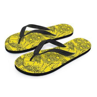 Sunflower Yellow Print Men's Flip Flops | Newhawaiianshirts AU