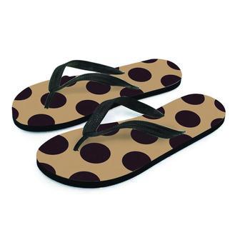 Tan And Black Polka Dot Men's Flip Flops | Newhawaiianshirts DE