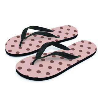 Tan And Brown Polka Dot Men's Flip Flops | Newhawaiianshirts DE