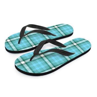 Tartan Aqua Blue Plaid Men's Flip Flops | Newhawaiianshirts DE