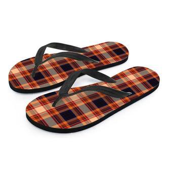 Tartan Brown Plaid Men's Flip Flops | Newhawaiianshirts DE