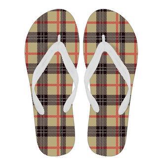 Tartan Scottish Beige Plaids Women & Men Flip Flops | Newhawaiianshirts UK