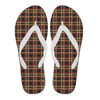 Tartan Scottish Blue Gold Red Plaid Men & Women Flip Flops | Newhawaiianshirts DE