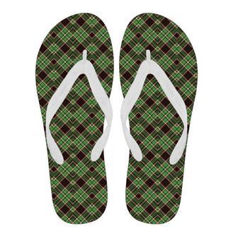 Tartan Scottish Brown Green Plaid Men & Women Flip Flops | Newhawaiianshirts