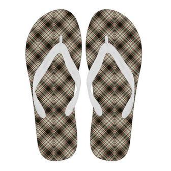 Tartan Scottish Green Beige Plaid Men & Women Flip Flops | Newhawaiianshirts AU