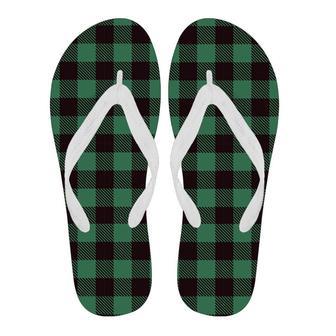 Tartan Scottish Green Plaids Women & Men Flip Flops | Newhawaiianshirts