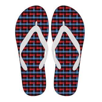 Tartan Scottish Red Blue Plaid Men & Women Flip Flops | Newhawaiianshirts DE