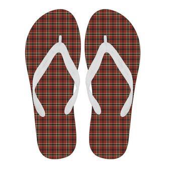 Tartan Scottish Red Gold Plaid Men & Women Flip Flops | Newhawaiianshirts