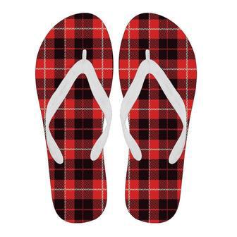 Tartan Scottish Royal Stewart Red Plaids Women & Men Flip Flops | Newhawaiianshirts DE