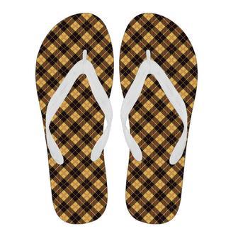 Tartan Scottish Yellow Plaid Men & Women Flip Flops | Newhawaiianshirts UK