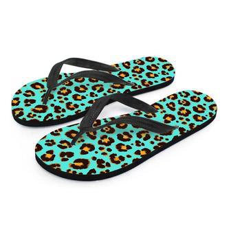 Teal Cheetah Men's Flip Flops | Newhawaiianshirts