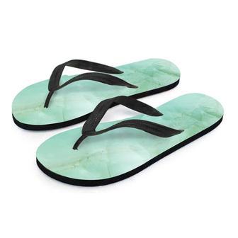 Teal Marble Men's Flip Flops | Newhawaiianshirts CA