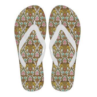 Thai Lotus Elephant Print Men & Women Flip Flops | Newhawaiianshirts DE