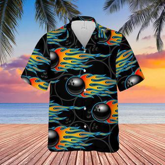 The Fire Bowling Black Unisex Hawaiian Shirt, Bowling shirt, Gift for Bowling lovers | Newhawaiianshirts AU