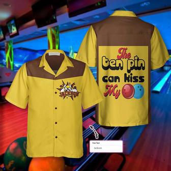 The Ten Pin Can Kiss My Ball Custom Hawaiian Shirt, Personalized Bowling Shirt, Best Gift For Bowling Players | Newhawaiianshirts CA