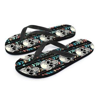 Tribal Skull Men's Flip Flops | Newhawaiianshirts CA