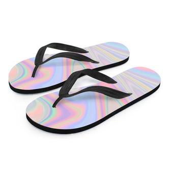 Trippy Holographic Men's Flip Flops | Newhawaiianshirts DE