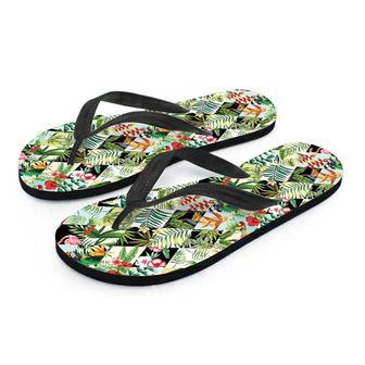 Tropical Bird Patchwork Print Men's Flip Flops | Newhawaiianshirts UK