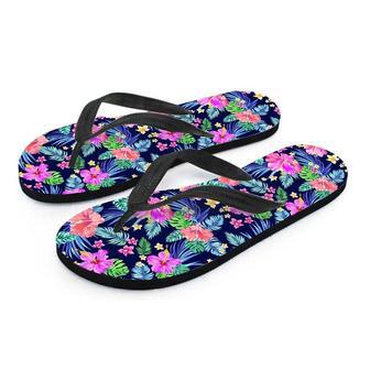 Tropical Exotic Flowers Hibiscus Hawaiian Print Men's Flip Flops | Newhawaiianshirts CA