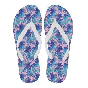 Tropical Floral Hawaiian Palm Leaves Pattern Print Men & Women Flip Flops | Newhawaiianshirts DE