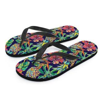 Tropical Floral Pineapple Print Men's Flip Flops | Newhawaiianshirts UK