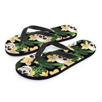 Tropical Floral Skull Men's Flip Flops | Newhawaiianshirts AU