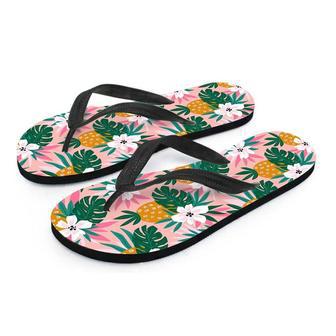 Tropical Flower Hawaiian Pineapple Print Men's Flip Flops | Newhawaiianshirts