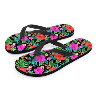 Tropical Hibiscus Floral Hawaiian Print Men's Flip Flops | Newhawaiianshirts DE