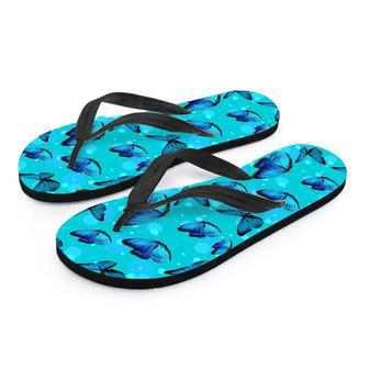 Turquoise Bubble Butterfly Print Men's Flip Flops | Newhawaiianshirts DE