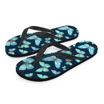 Turquoise Butterfly Print Men's Flip Flops | Newhawaiianshirts AU