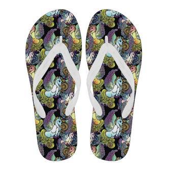 Unicorn Cartoon Pattern Print Men & Women Flip Flops | Newhawaiianshirts CA