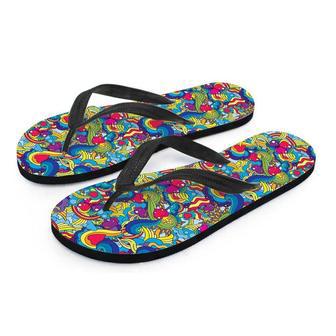 Valentine Heart Hippie Trippy Men's Flip Flops | Newhawaiianshirts AU