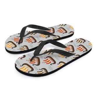 Viking Drakkar Ship Men's Flip Flops | Newhawaiianshirts CA