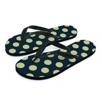 Vintage Black Polka Dot Men's Flip Flops | Newhawaiianshirts DE