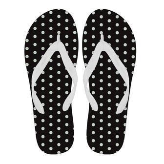 Vintage Black White Polka Dot Pattern Print Men & Women Flip Flops | Newhawaiianshirts