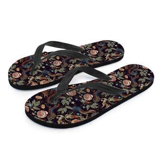 Vintage Chinese Dragon Floral Print Men's Flip Flops | Newhawaiianshirts DE