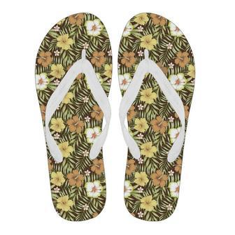 Vintage Hawaiian Floral Tropical Flower Hibiscus Palm Leaves Pattern Print Men & Women Flip Flops | Newhawaiianshirts CA