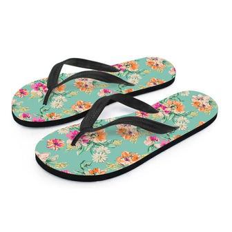 Vintage Pastel Floral Print Men's Flip Flops | Newhawaiianshirts CA