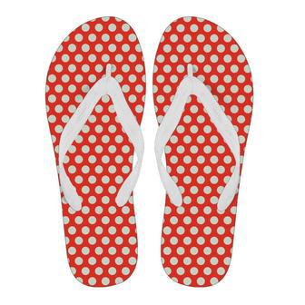 Vintage Red White Polka Dot Pattern Print Men & Women Flip Flops | Newhawaiianshirts UK