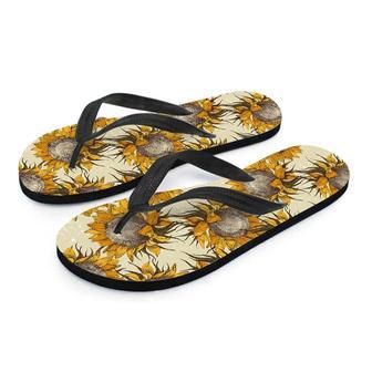 Vintage Sunflower Men's Flip Flops | Newhawaiianshirts DE