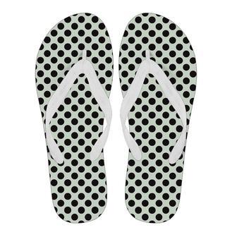 Vintage White Black Polka Dot Pattern Print Men & Women Flip Flops | Newhawaiianshirts UK