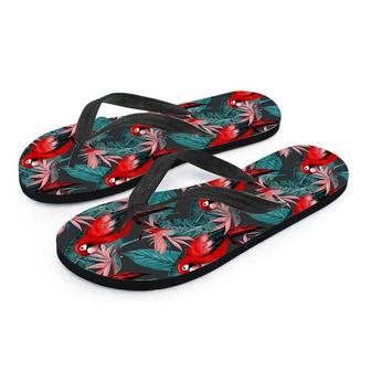 Watercolor Parrot Tropical Print Men's Flip Flops | Newhawaiianshirts DE