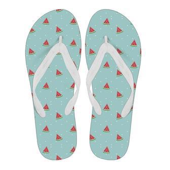 Watermelon Piece Polka Dot Blue Pattern Print Men & Women Flip Flops | Newhawaiianshirts UK