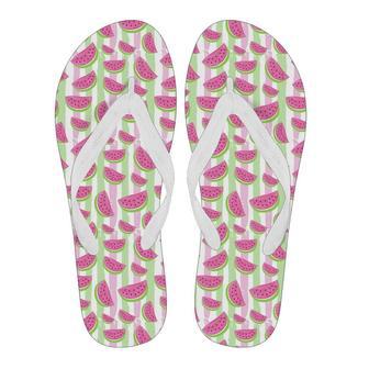 Watermelon Piece Stripe Green Pink Pattern Print Men & Women Flip Flops | Newhawaiianshirts AU