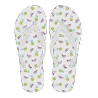 Watermelon Pineapple Piece White Pattern Print Men & Women Flip Flops | Newhawaiianshirts DE