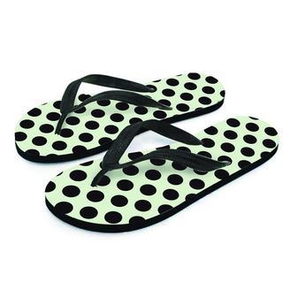 White And Black Polka Dot Print Men's Flip Flops | Newhawaiianshirts DE