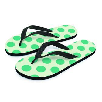 White And Green Polka Dot Men's Flip Flops | Newhawaiianshirts AU