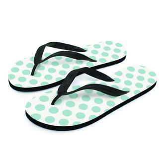 White And Teal Polka Dot Men's Flip Flops | Newhawaiianshirts DE