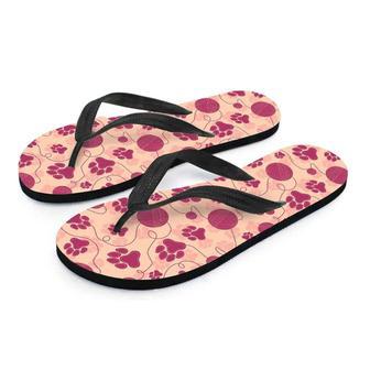 Yarn Paw Print Men's Flip Flops | Newhawaiianshirts AU